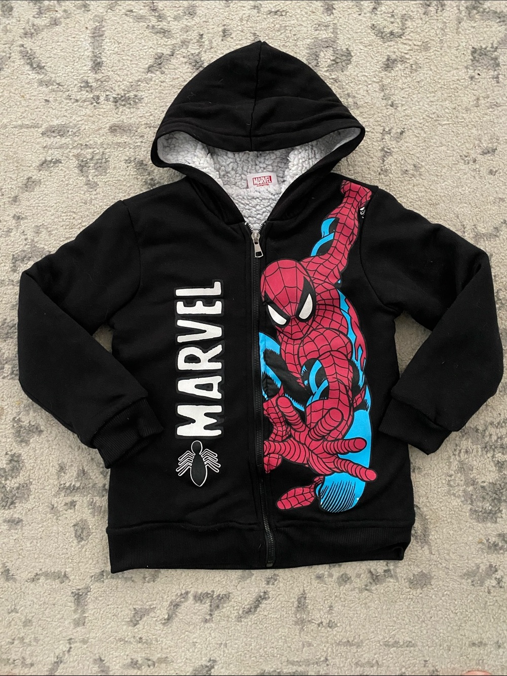 Marvel Black Hoodie with Red & Blue Spider-Man Graphic